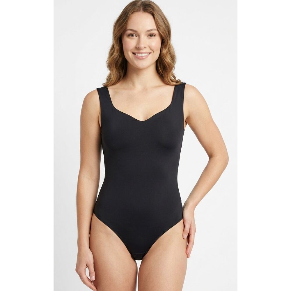 And‎ Now This Thong Bodysuit, Large, Black Shapewear Double Layer Casual Summer